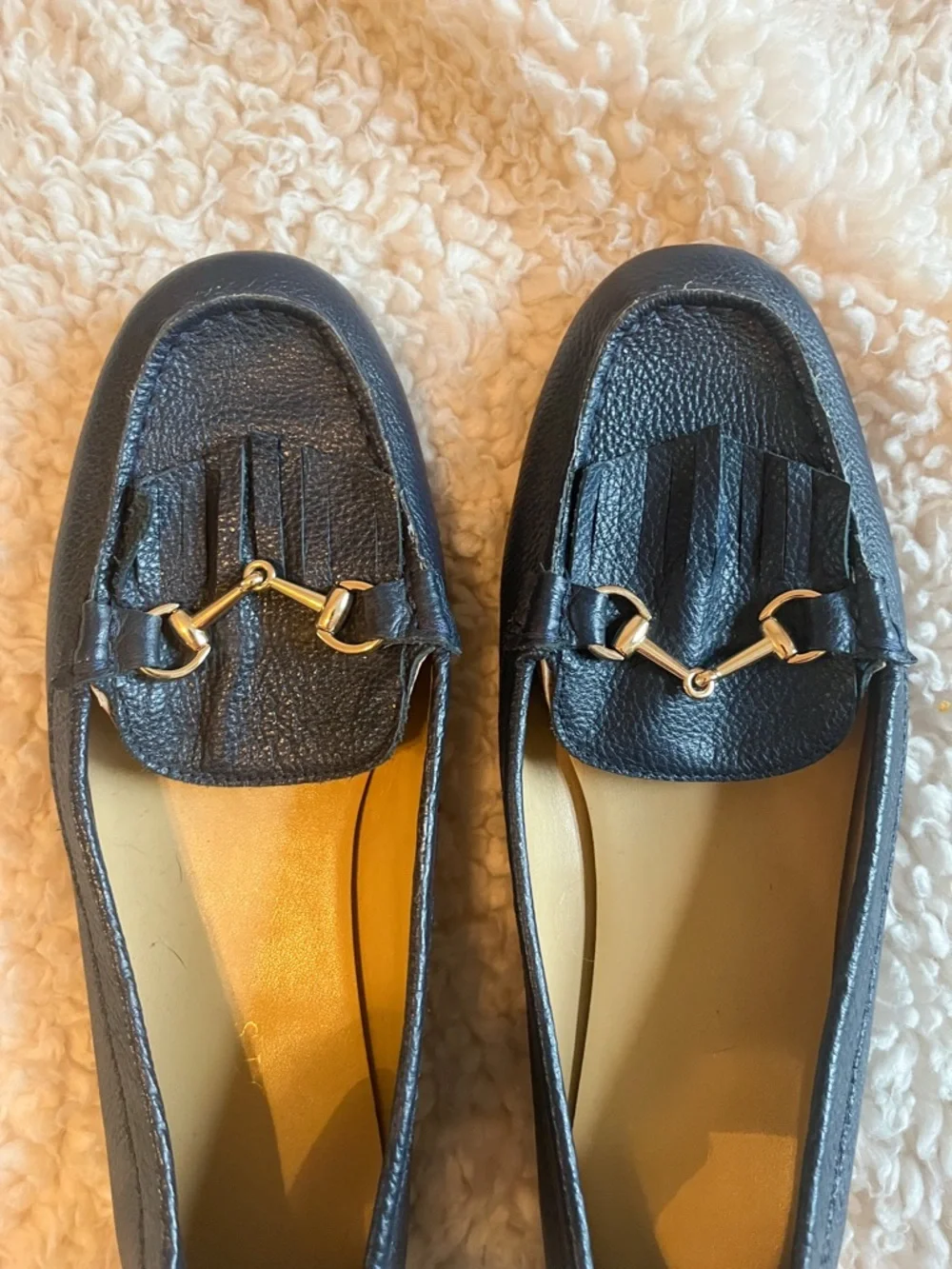 Talbots Everson Horsebit Pebbled Leather Driving Moccasins Size 8 Navy - Picture 2 of 7